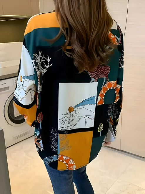 Kvinne Bluse Vintage-Inspirert Bomullsblanding