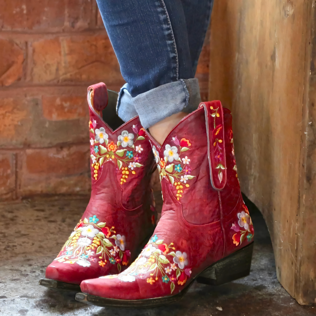 Dame Cowgirl Støvler Vintage Værbestandig Skinn 2