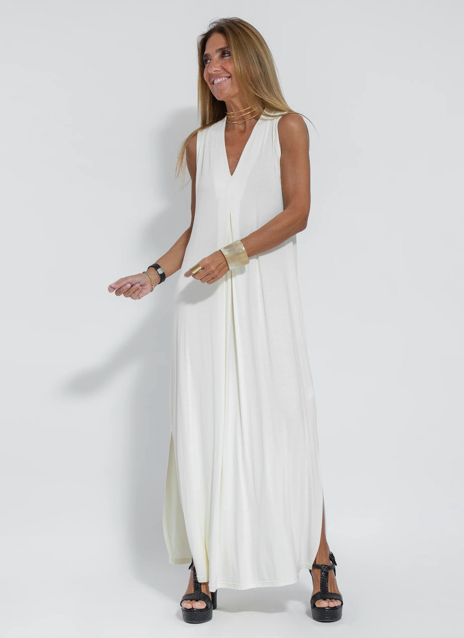 Dame Kjole Lang Elegant Lett Materiale med Vest-6