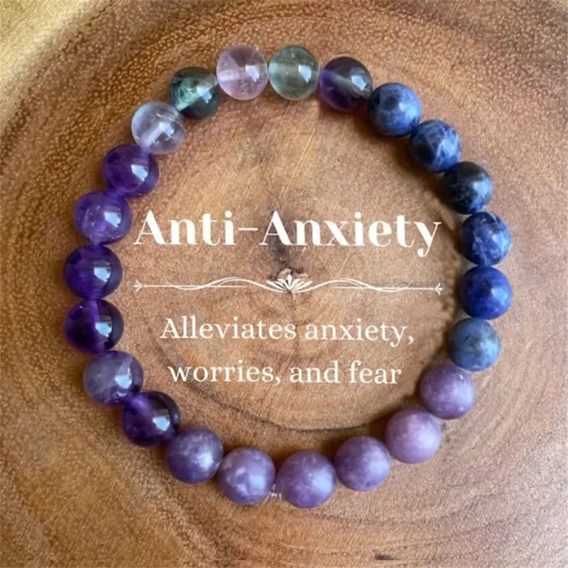 Armbånd med Ametyst, Lepidolite og Lapis Lazuli 0