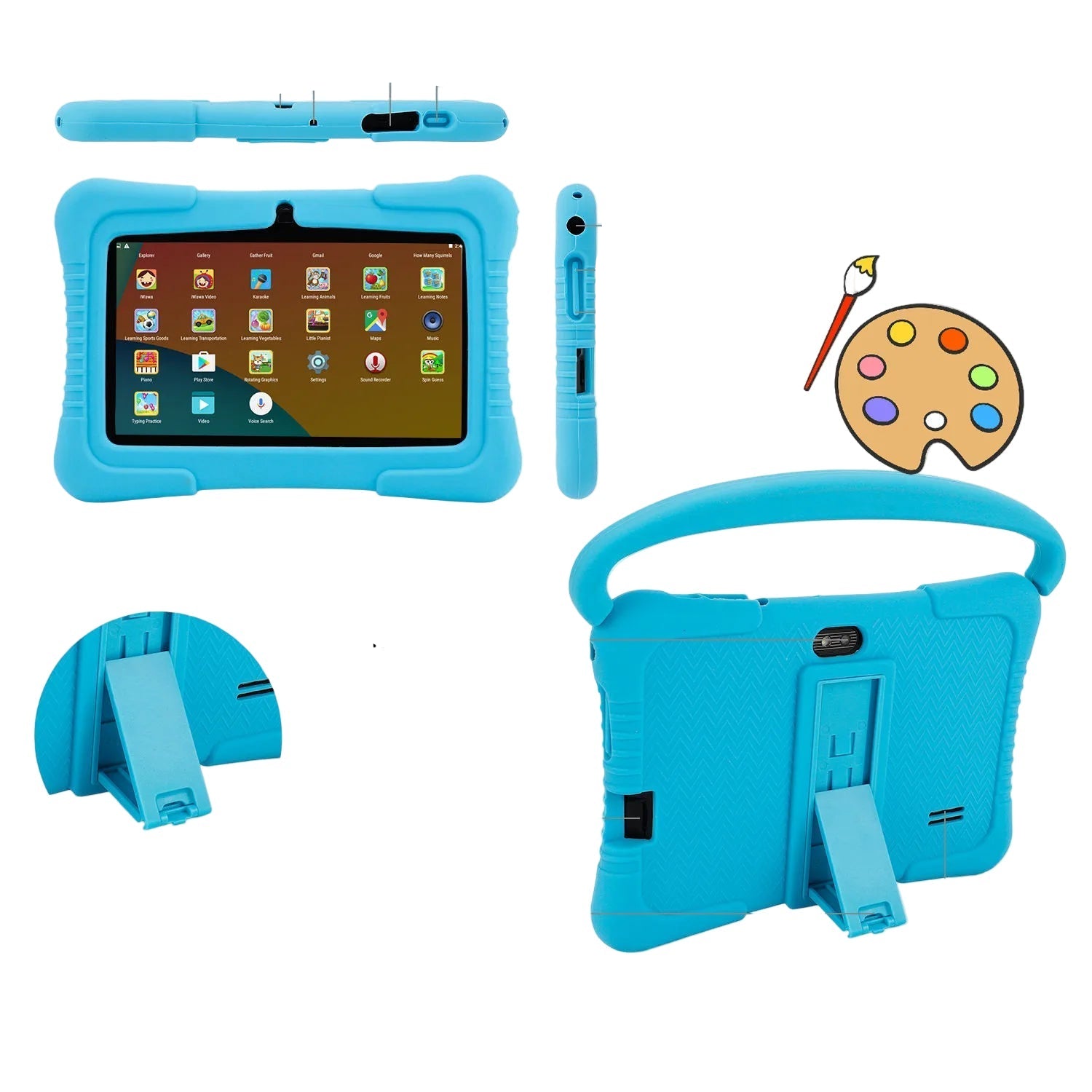 Barns Nettbrett 7-tommer Android 12 med 32GB Minne og IPS-skjerm 4