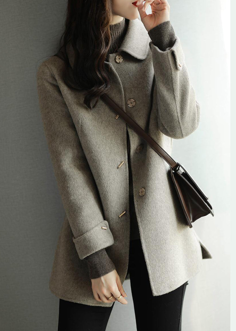 Beige Ullfrakk Oversized med Knapper 3
