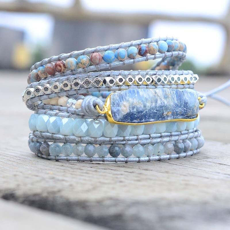 Boho Wrap Armbånd med Blå Topas 1