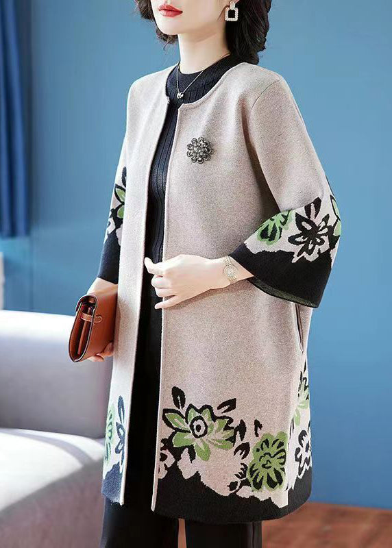 Cardigan Dame O-hals Med Patchwork Design 3