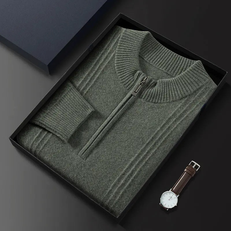 Cardigan Jakke Herre Halv Glidelås Casual Stil 3