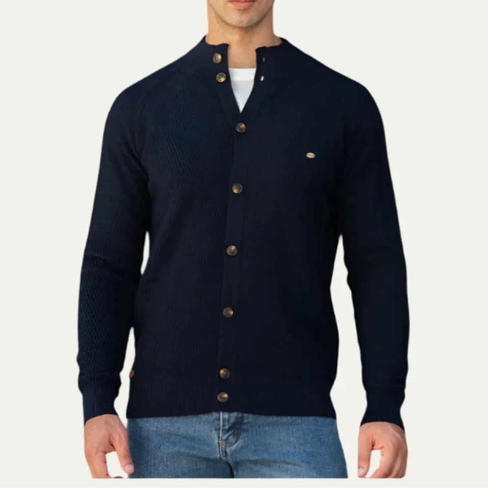 Cardigan Jakke Herre Klassisk Stil med Knapp Front 6
