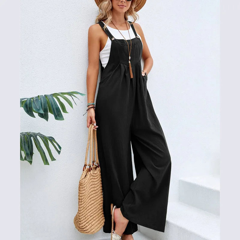 Kvinne Jumpsuit Luftig Bomullsblanding Sommerstil-1