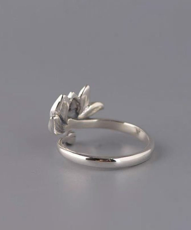 Dame Åpen Ring Lotus Design Retro Stil 4