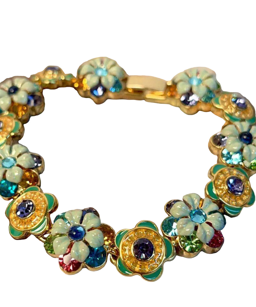 Dame Armbånd med Regnbuefarget Blomstermotiv 0