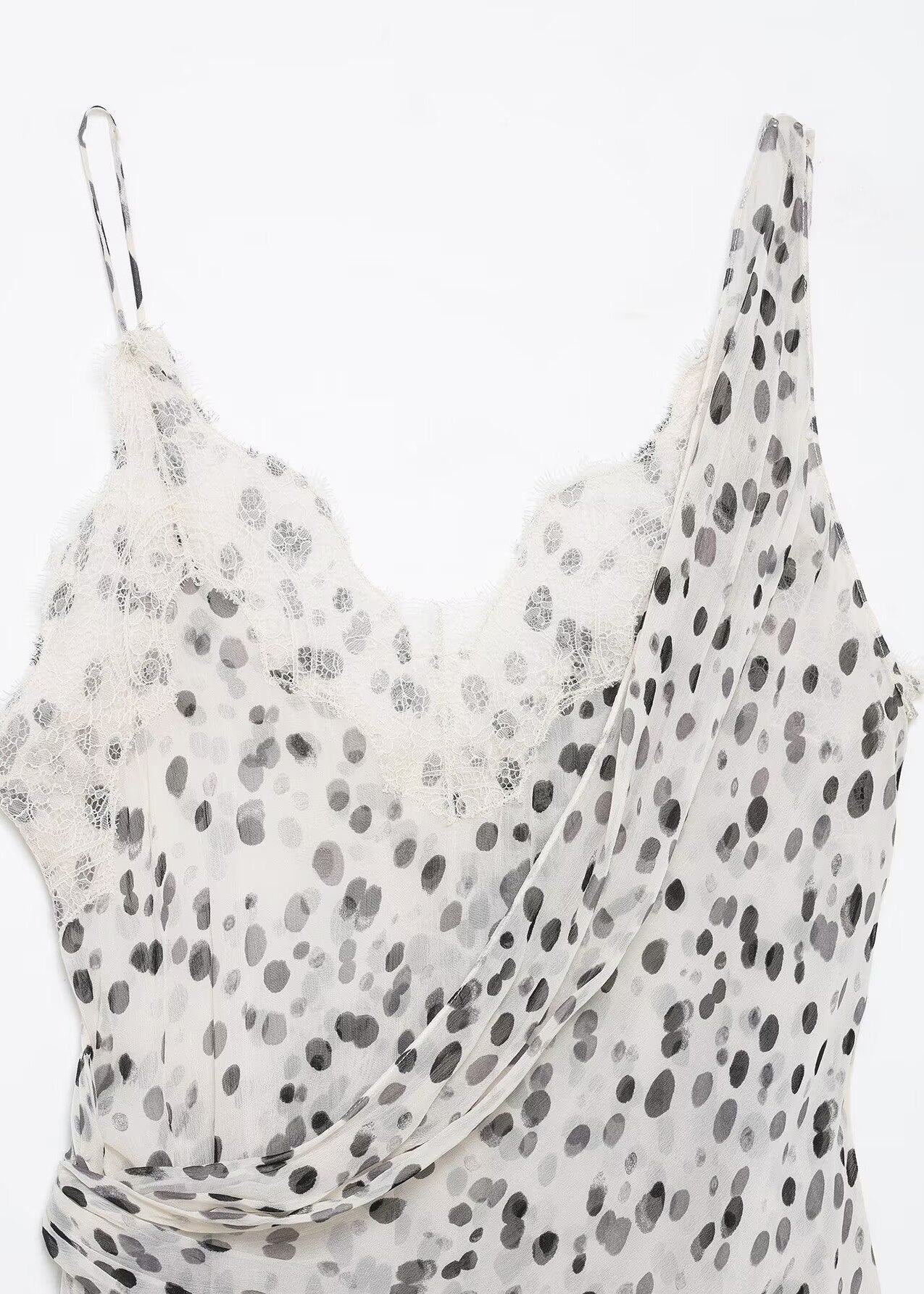 Dame Asymmetrisk Spaghetti Stropp Topp Prikket Design 4