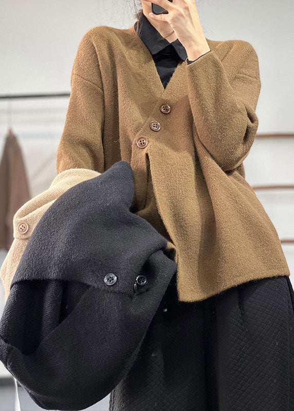 Dame Asymmetrisk Tykk Cashmere Strikket Pullover Vinter 1