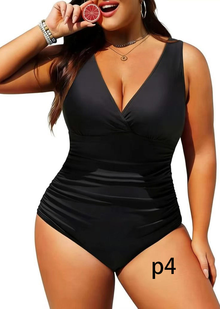 Dame Badedrakt Bodysuit V-hals Stripemønster 3