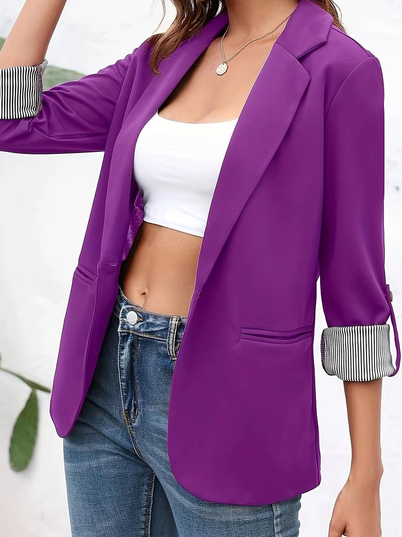 Dame Blazer Løs Snitt Åpen Front Casual Stil 8