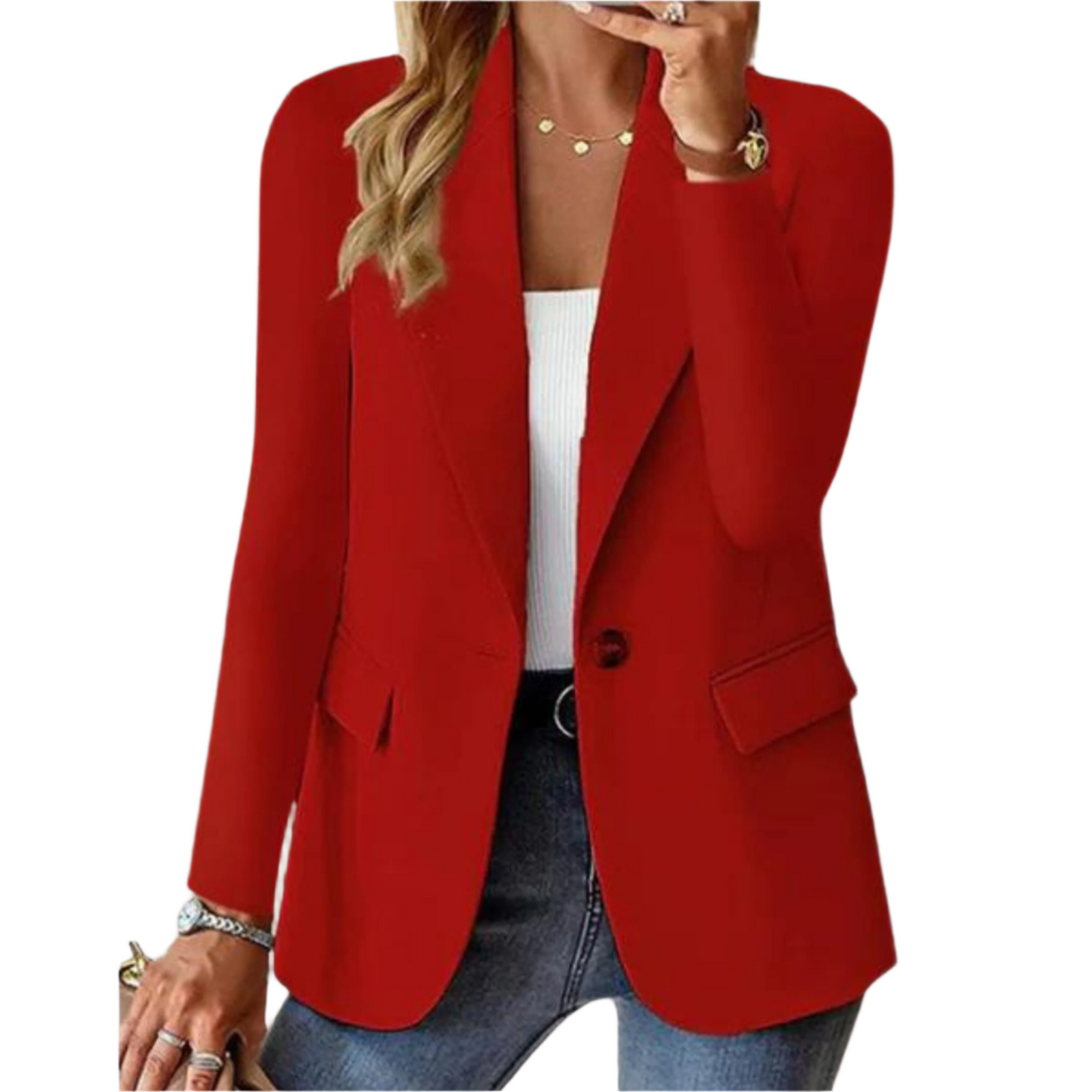 Dame Blazer Skreddersydd Stil Myk Blandingsstoff 0