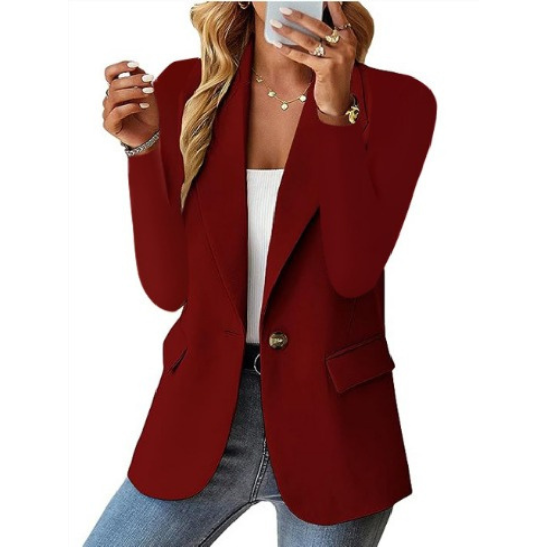 Dame Blazer Skreddersydd Stil Myk Blandingsstoff 7