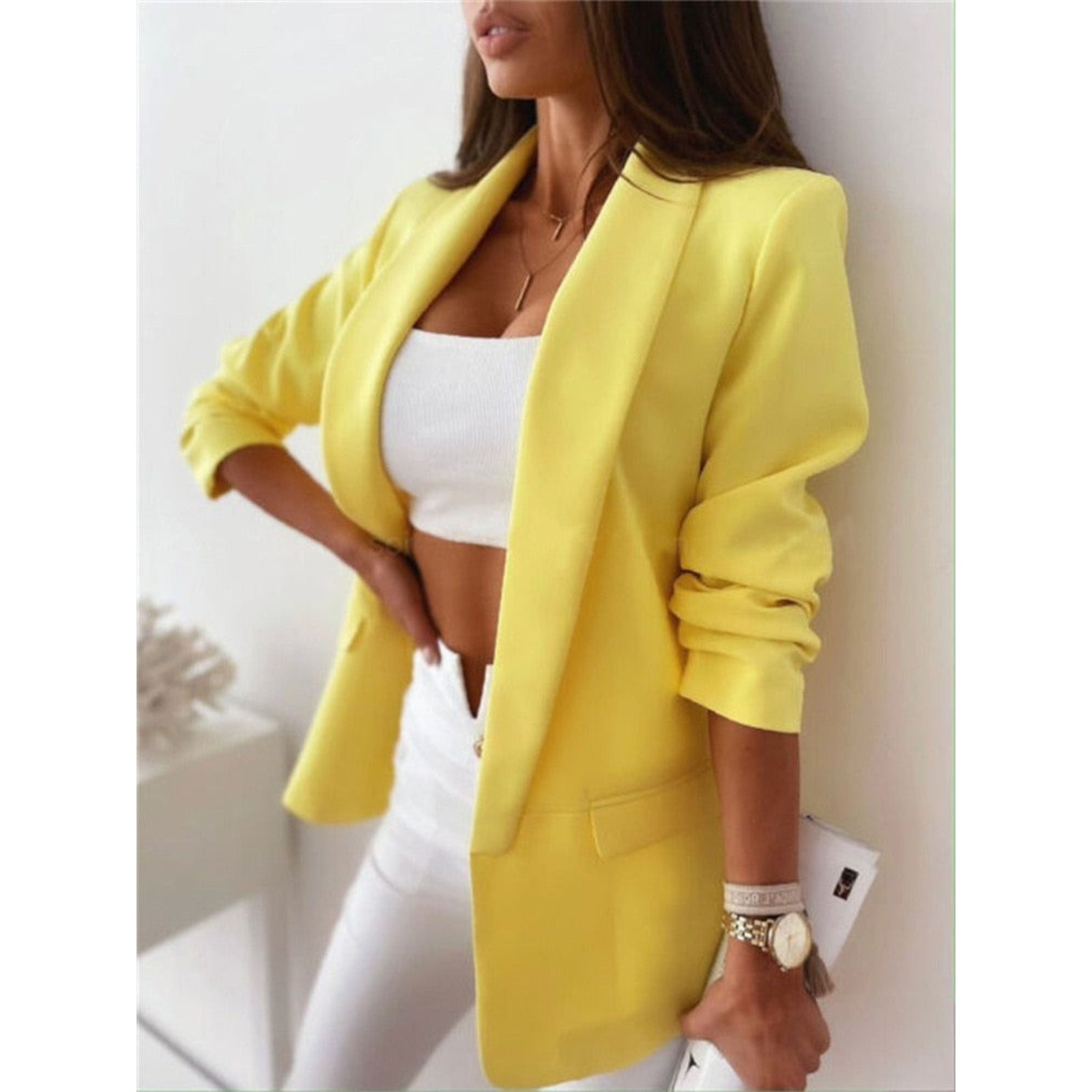 Dame Blazer Uformell Moderne Stil 3