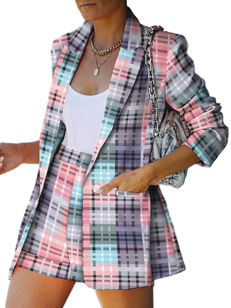 Dame Blazersett Todelt Rutete Design 0