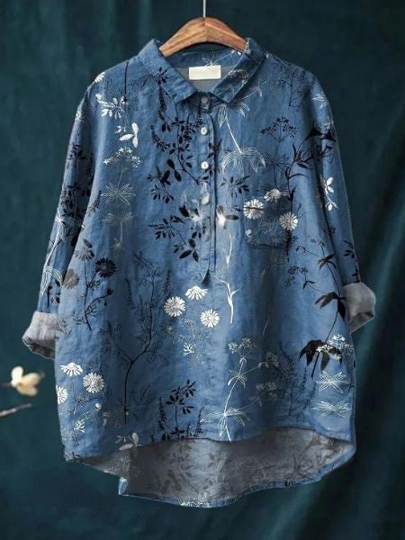 Dame Blomster Bluse Drapert 14