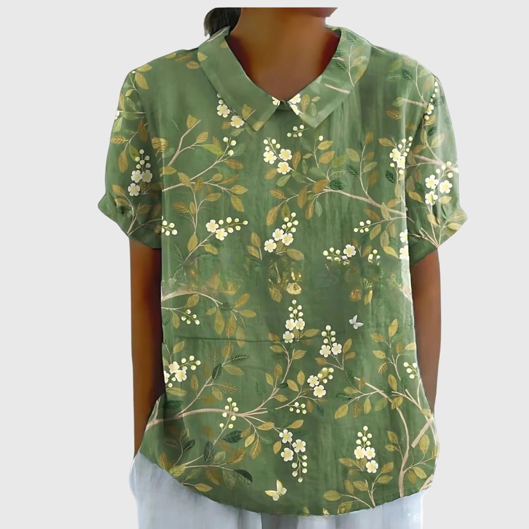 Dame Blomster Bluse Uformell Stil 10