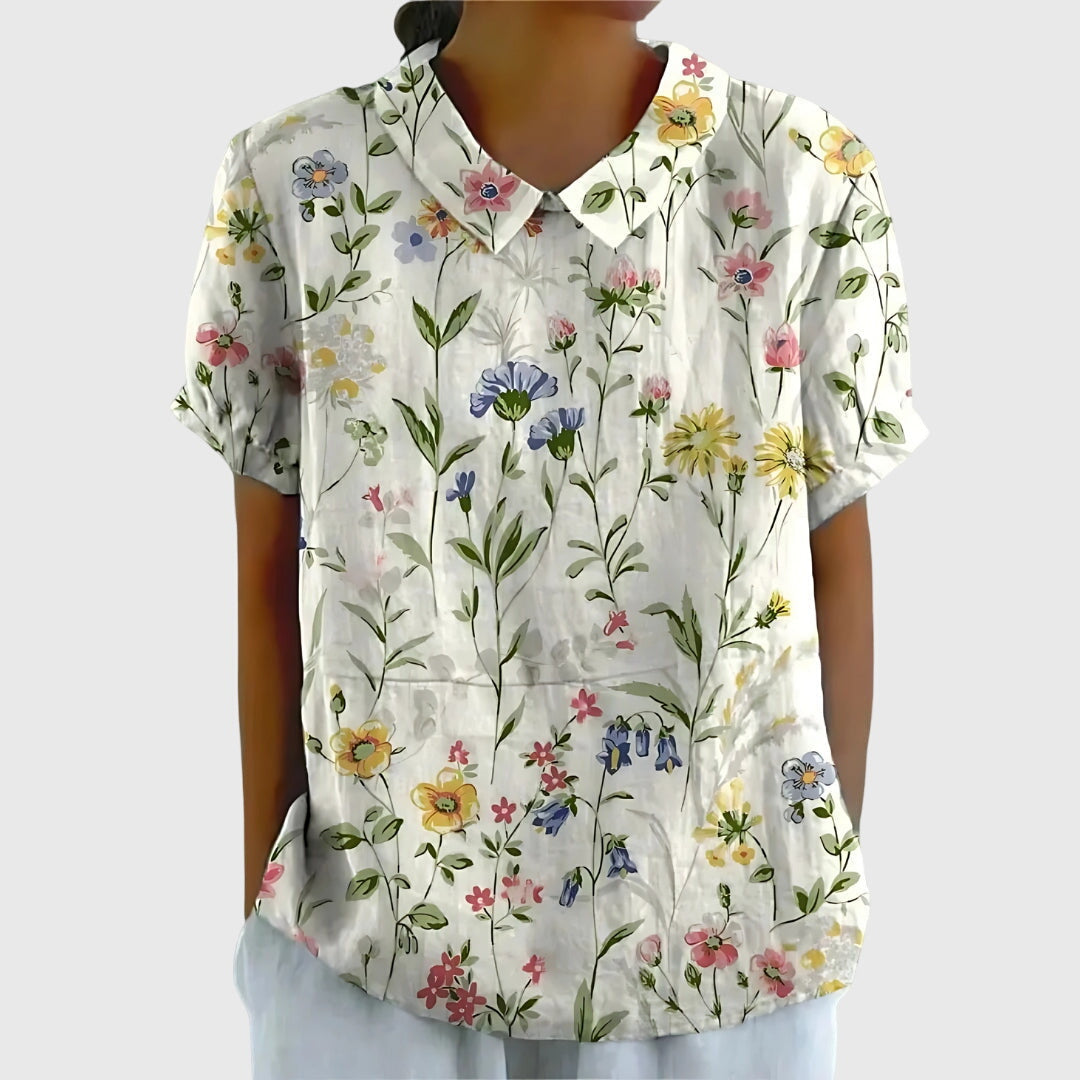 Dame Blomster Bluse Uformell Stil 3