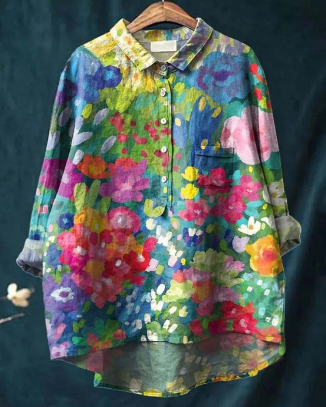 Dame Blomsterskjorte med Knapper 5