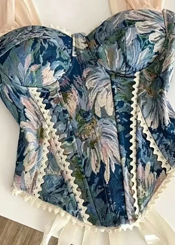 Dame Bluse Jacquard Snøring Patchwork 2