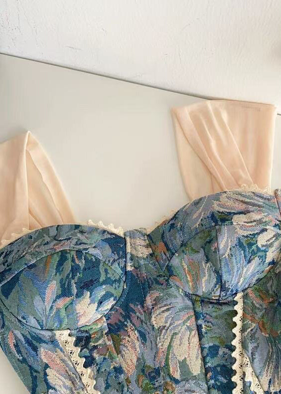 Dame Bluse Jacquard Snøring Patchwork 4