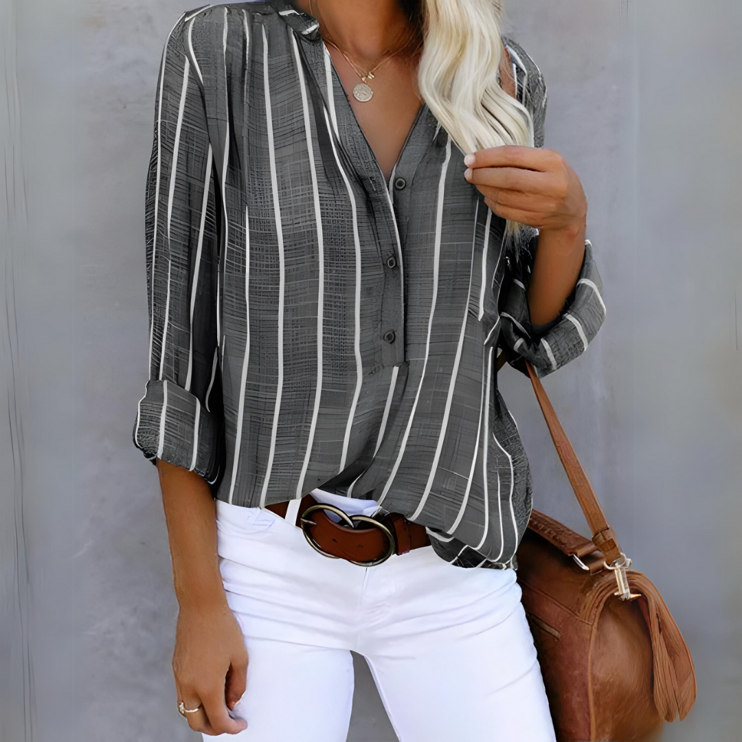 Dame Bluse Knotenverschluss Lange Ermer Flytende Stoff 4