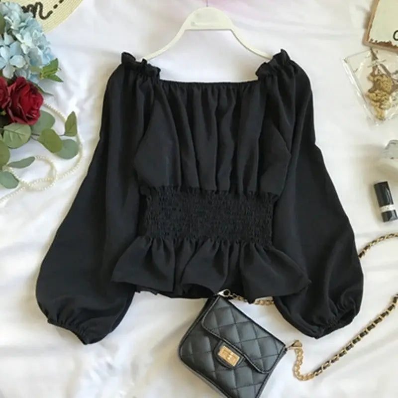Dame Bluse Off Shoulder med Volanger 6