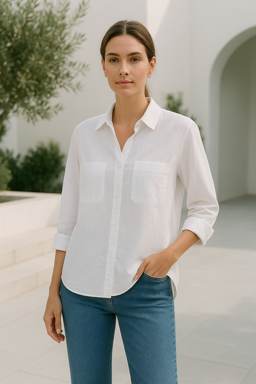 Dame Bluse Oversize Langermet 1
