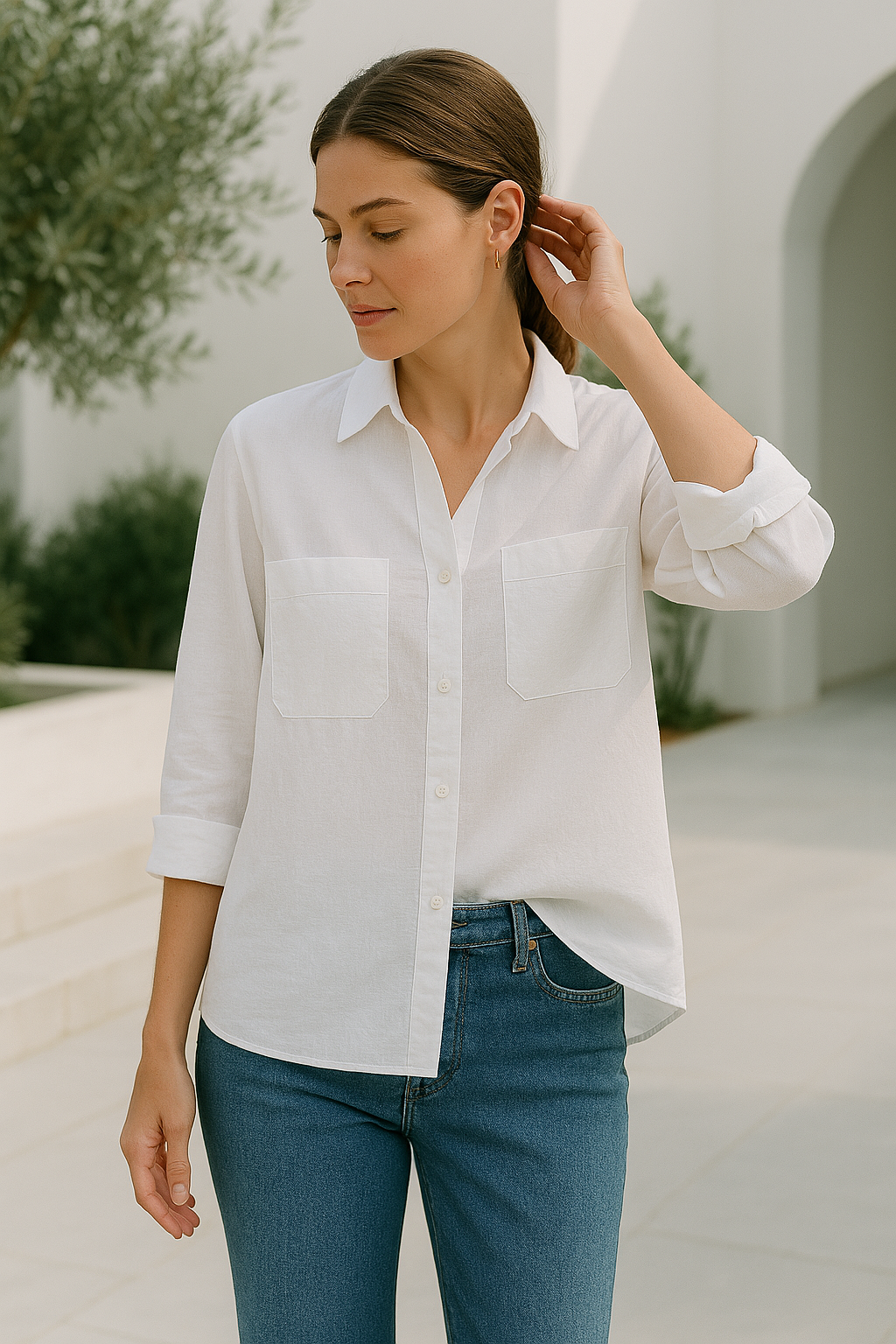 Dame Bluse Oversize Langermet 2