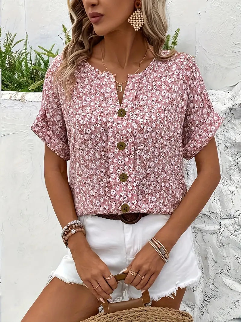 Dame Bluse med Blomstertrykk Løs Passform 4