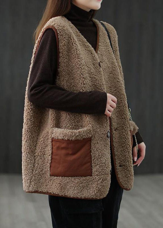 Dame Bluse med Knapp og Lommer i Khaki 3
