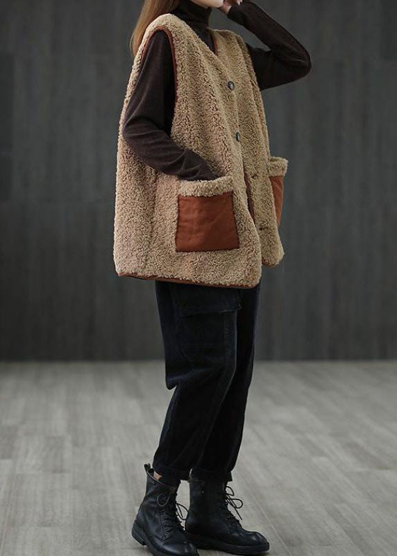 Dame Bluse med Knapp og Lommer i Khaki 4