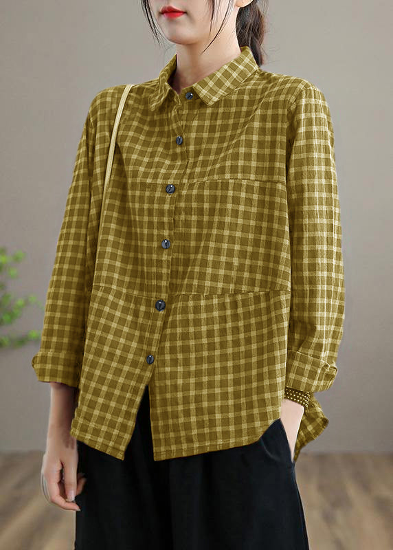 Dame Bluse med Løst Jakkeslag og Rutete Design 7