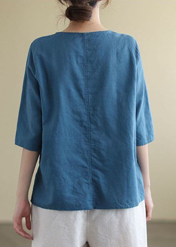 Dame Bluse med O-Hals og Broderi 2