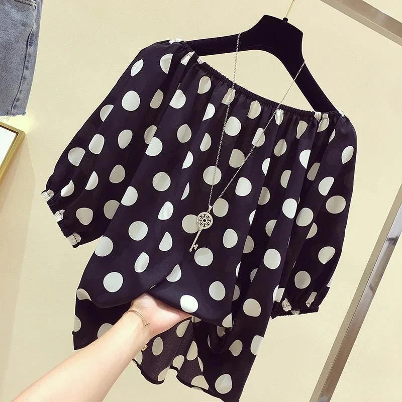 Dame Bluse med Polka Dot Mønster 1
