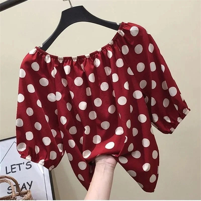 Dame Bluse med Polka Dot Mønster 3