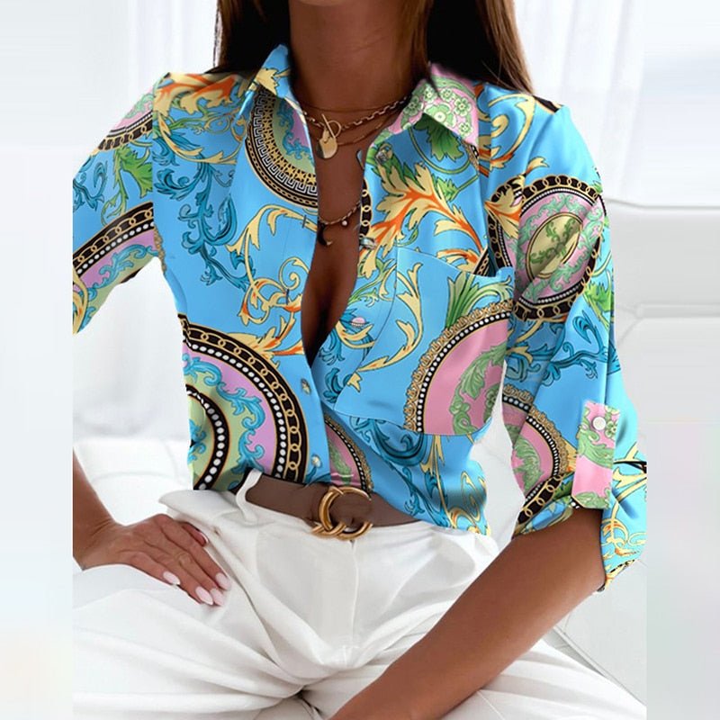 Dame Bluse med Turn-down Krage Minimalistisk Design 6