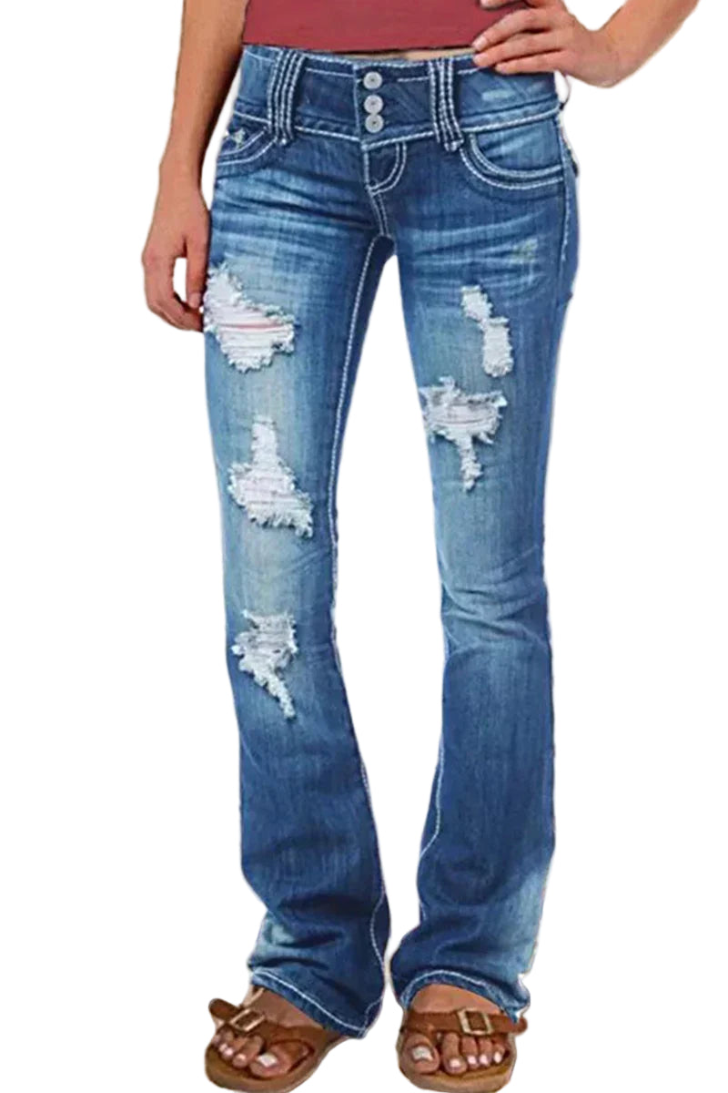 Dame Bootcut Jeans med Høy Midje 0