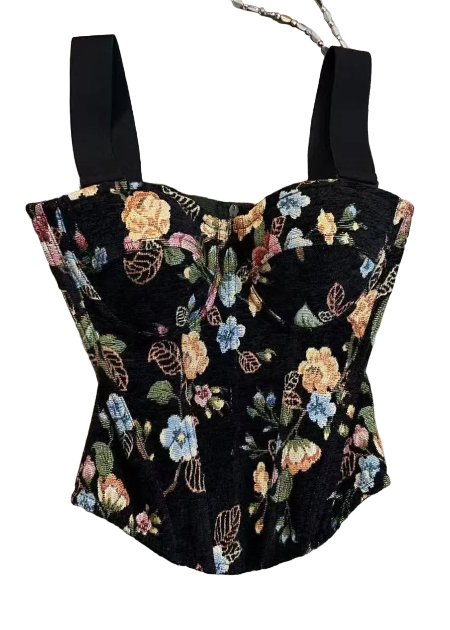 Dame Cami Tank Top med Fiskebeinmønster 0
