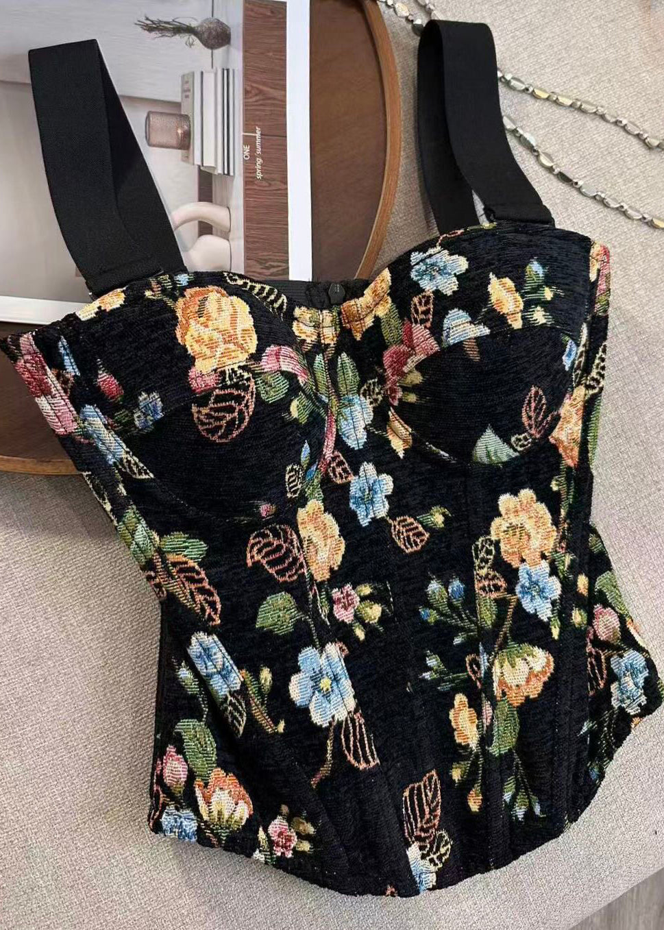 Dame Cami Tank Top med Fiskebeinmønster 1