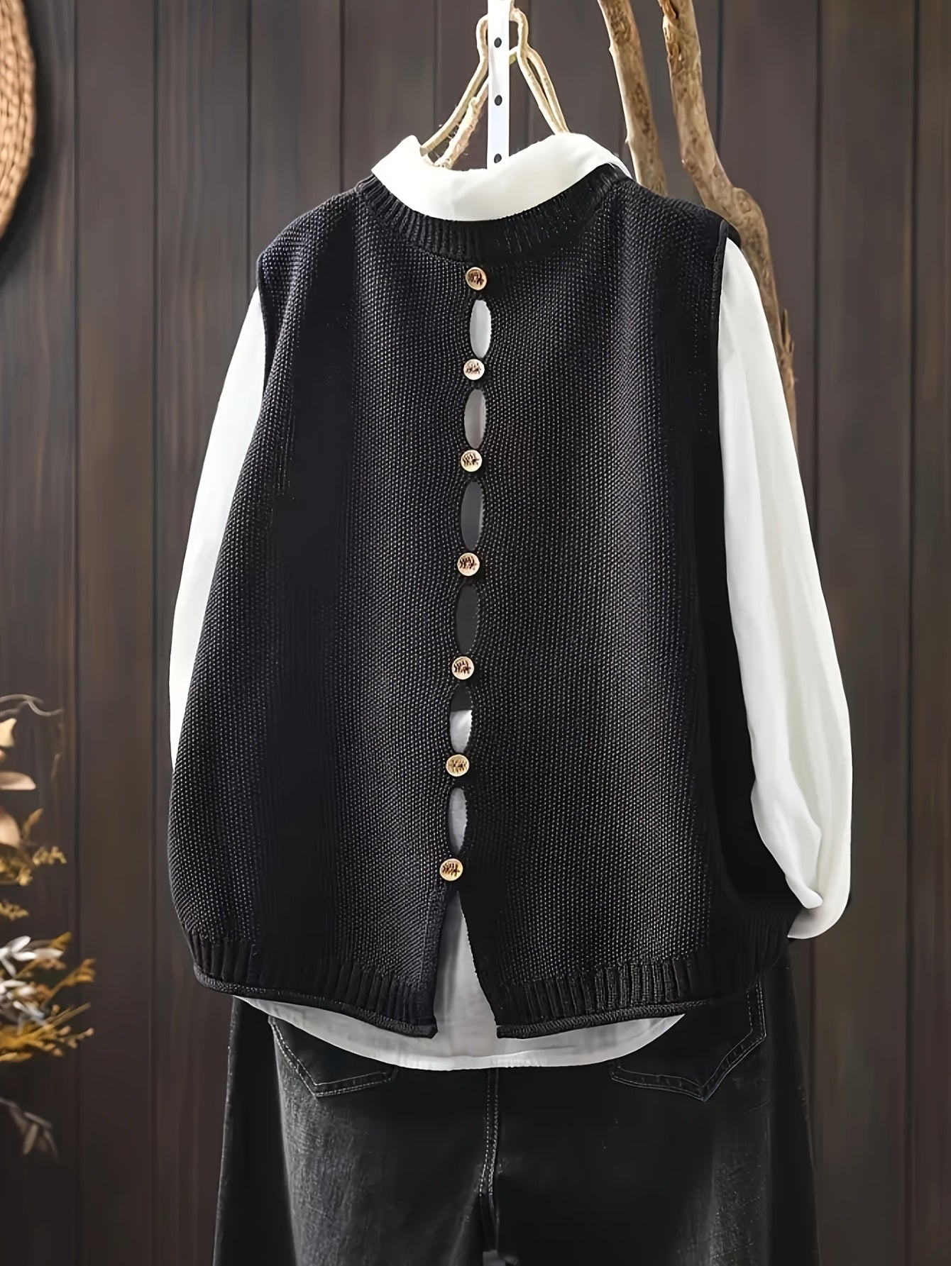 Dame Cardigan med Drapering og Knapper 1