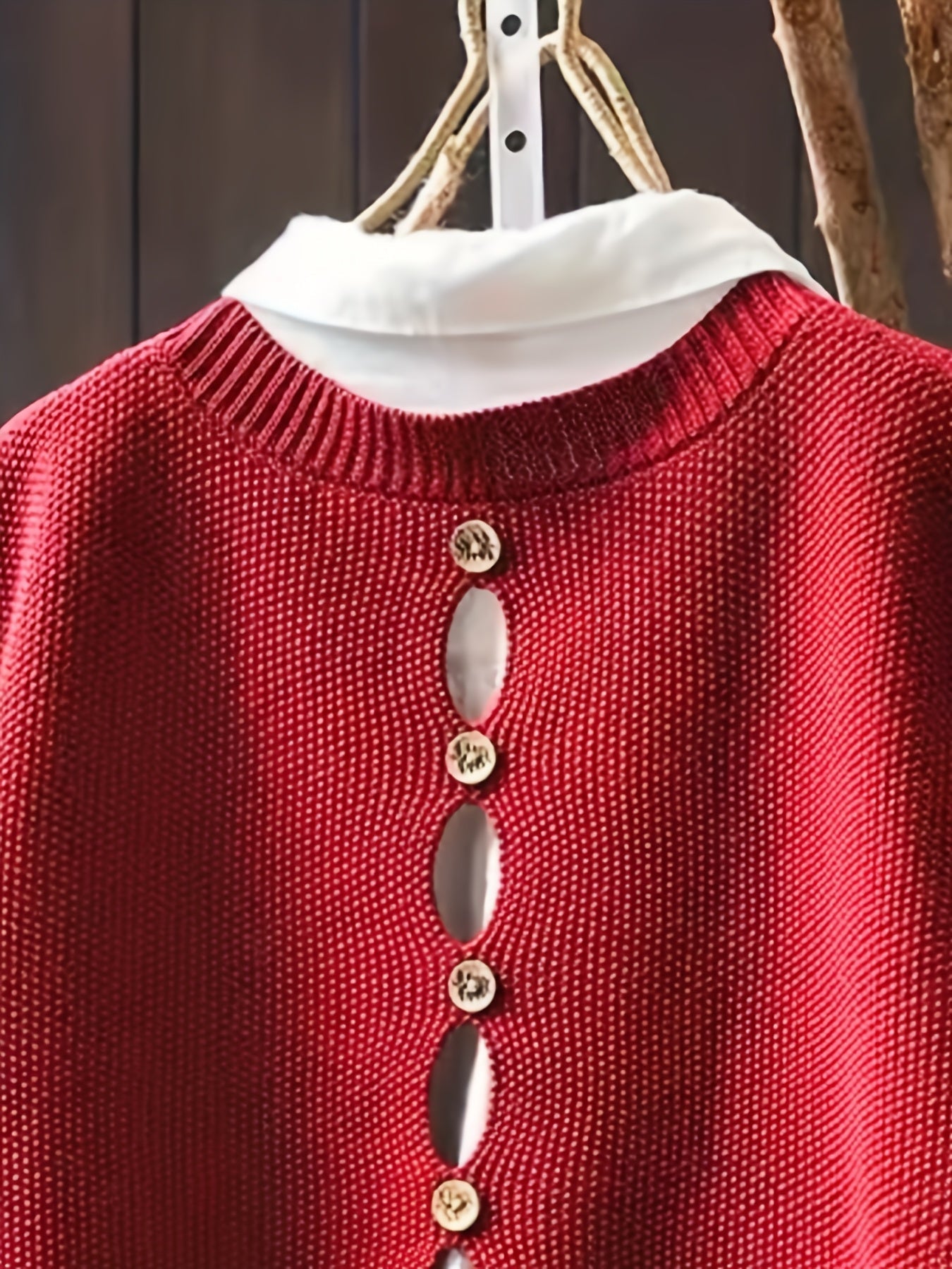 Dame Cardigan med Drapering og Knapper 8