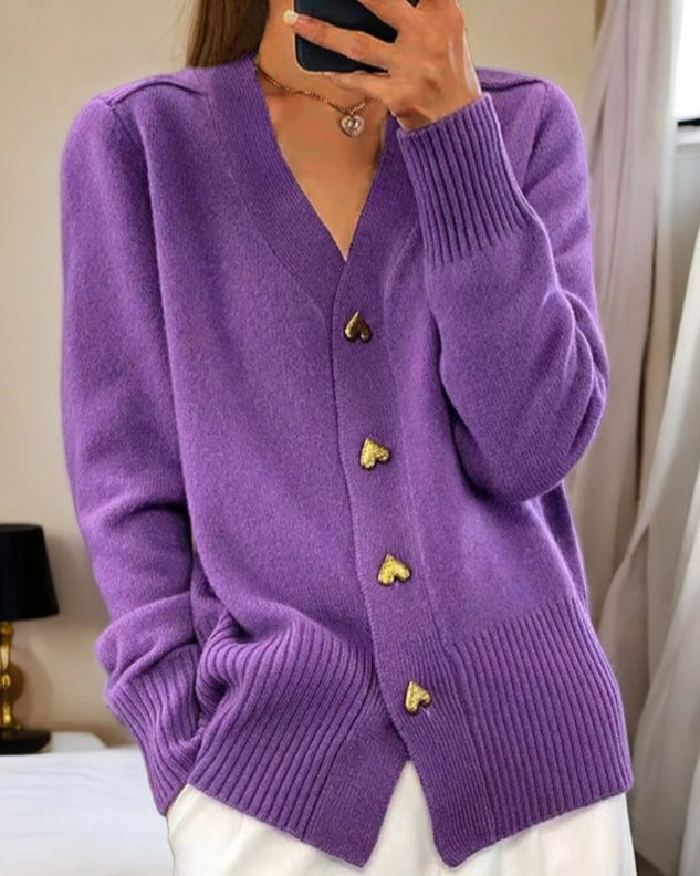 Dame Cardigan med Hjerteknapper 2