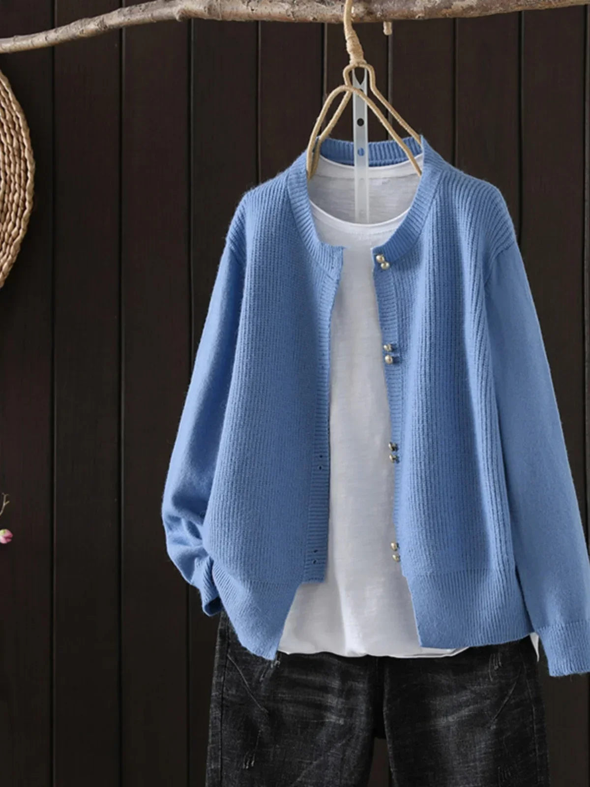 Dame Cardigan med Perleknapper 1