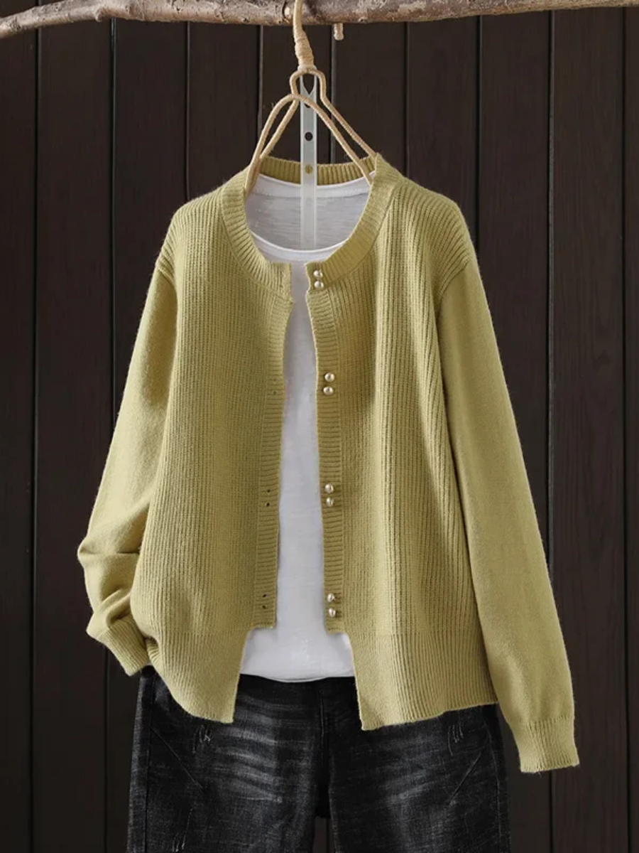 Dame Cardigan med Perleknapper 5