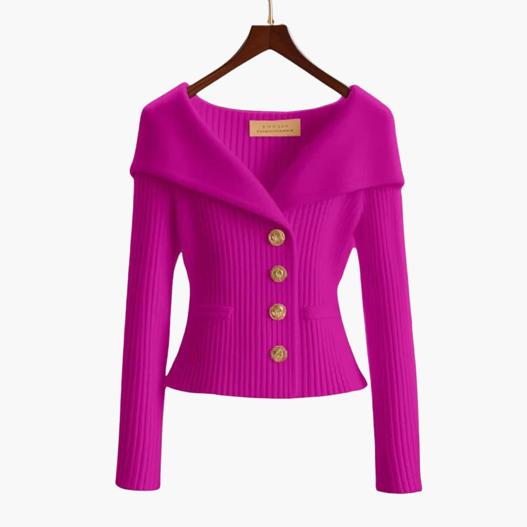 Dame Cardigan med Ribbet Design 5