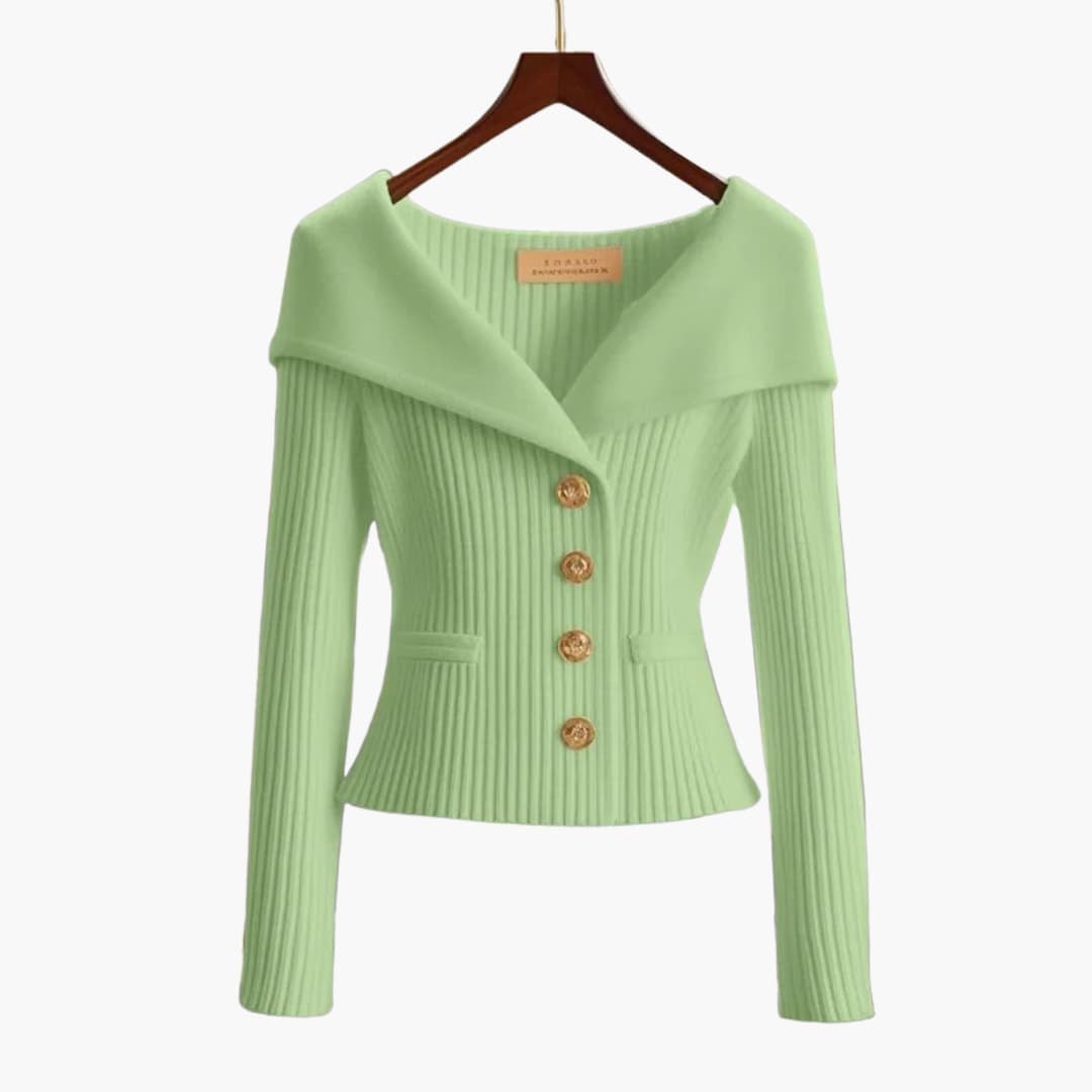Dame Cardigan med Ribbet Design 7