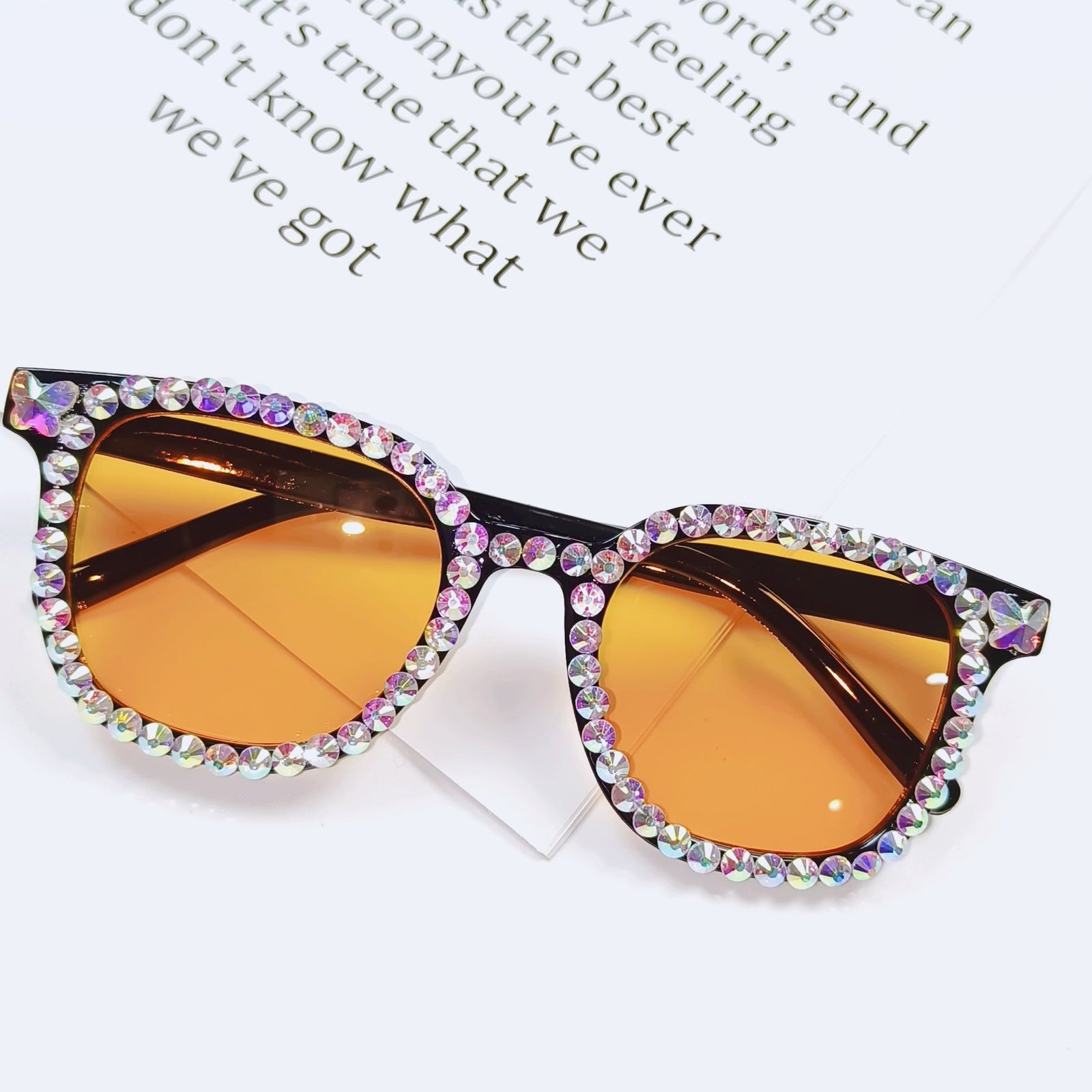 Dame Cat-Eye Solbriller Med Glitrende Detaljer 7